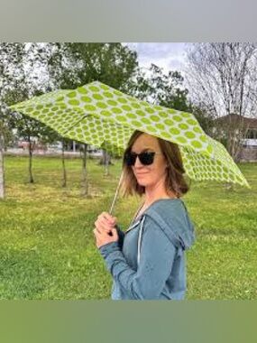 TOTES Compact  Green Dot Umbrella -(TXABIN)